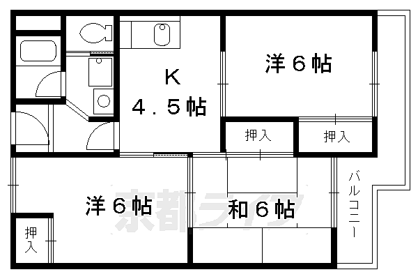 コーポラス大洋向島 1-B｜京都府京都市伏見区向島庚申町(賃貸マンション3DK・1階・58.00㎡)の写真 その2