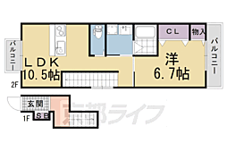 Riqueza 1LDKの間取図画像