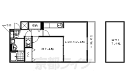 京阪宇治線 黄檗駅 徒歩5分の賃貸アパート 2階1LDKの間取り