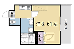 仮)フラッティ西京極 1Kの間取図画像