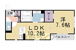 ラ・セゾン嵐山 1LDKの間取図画像