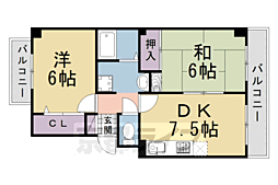 バーベナ光台D棟 2DKの間取図画像