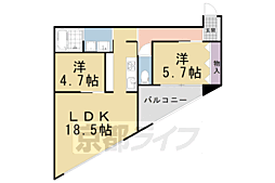 A.Y.M.下鴨 2LDKの間取図画像