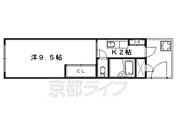 リバティハウス 1Kの間取図画像