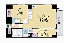 ジオエント四条大宮 2LDKの間取図画像