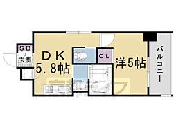 アクアプレイス京都西院 1DKの間取図画像