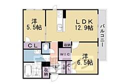 下鴨グリーンボロウ 2LDKの間取図画像