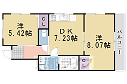 嵐山ハイツ 2DKの間取図画像