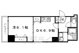 アスヴェル京都西大路御池 1DKの間取図画像
