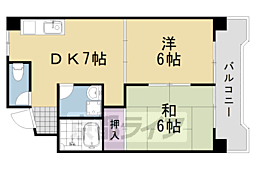 スペイシャス桂 2DKの間取図画像