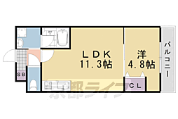 カーサ・フェリーチェ桂 1LDKの間取図画像
