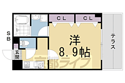 サンクスパレ西矢掛 1Kの間取図画像