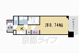 アーバンフラッツ五条堀川 1Kの間取図画像