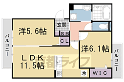 グランスタ花山 2LDKの間取図画像