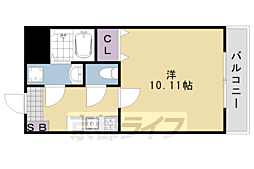 エリーフラッツ上桂 1Kの間取図画像