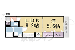 ミレグランデ京田辺 1LDKの間取図画像