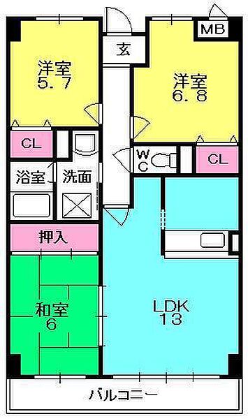 マンションヴィーガ 402｜兵庫県西宮市甲子園口3丁目(賃貸マンション3LDK・1階・68.60㎡)の写真 その2