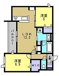 西宮市今津山中町マンション 2LDKの間取図画像