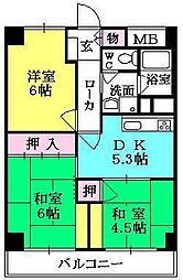 西宮スカイハイツ 3DKの間取図画像