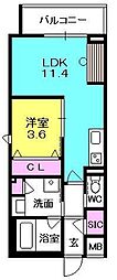 アイエフノヴァ水波町 1LDKの間取図画像
