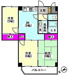 ベルズガーデニア 3DKの間取図画像