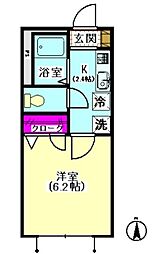 メゾン西糀谷A棟 1Kの間取図画像
