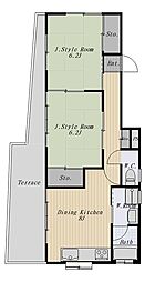 ハイムシバタ 2DKの間取図画像