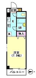 アップルシード 1Kの間取図画像