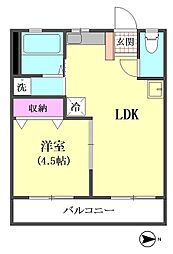 浅間マンション 1LDKの間取図画像