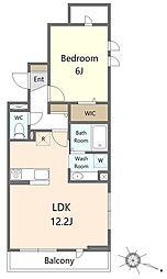 ロイジェント大岡山 1LDKの間取図画像
