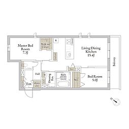 メゾンドリーリエ 2LDKの間取図画像