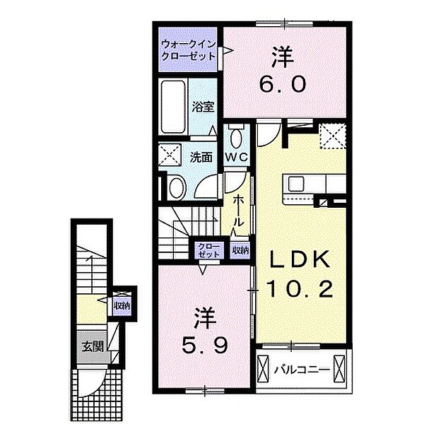 プルミエルＢ 204｜兵庫県姫路市網干区津市場(賃貸アパート2LDK・2階・56.58㎡)の写真 その2