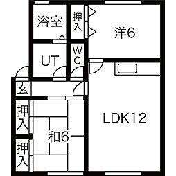 ボンヌ・シェール矢倉B 2LDKの間取図画像