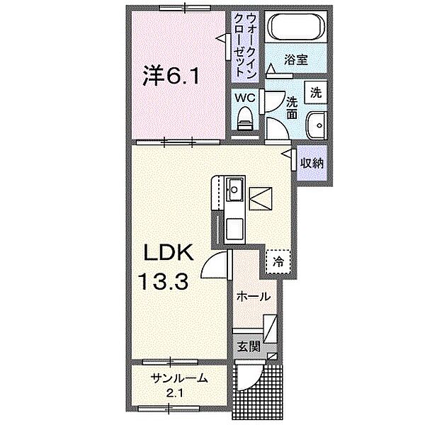 エスパス　リッシュ　田井　Ｂ 102｜兵庫県姫路市網干区田井(賃貸アパート1LDK・1階・50.05㎡)の写真 その2