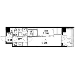 アルティザ姫路 1DKの間取図画像