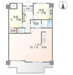 ネオハイツ今宿B棟 2LDKの間取図画像
