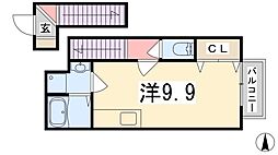 メモアール 1Kの間取図画像