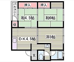 恵美酒ガーデンコート 3DKの間取図画像