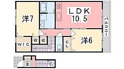 クレアーコート 2LDKの間取図画像