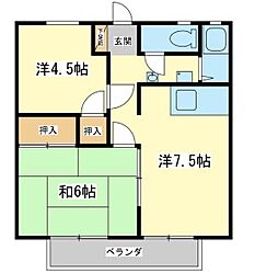 Mハイツ 2DKの間取図画像