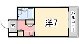 飾磨中村コーポ ワンルームの間取図画像