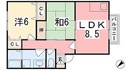 ハイカムールエレガンス 2LDKの間取図画像