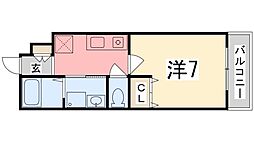 インタービレッジ船丘 1Kの間取図画像