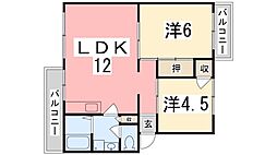 インタービレッジ網干駅前 2LDKの間取図画像