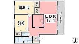 アベニューB棟 2LDKの間取図画像