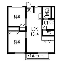 メゾン白国2号 2LDKの間取図画像