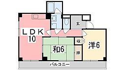手柄コーポ2号館 2LDKの間取図画像