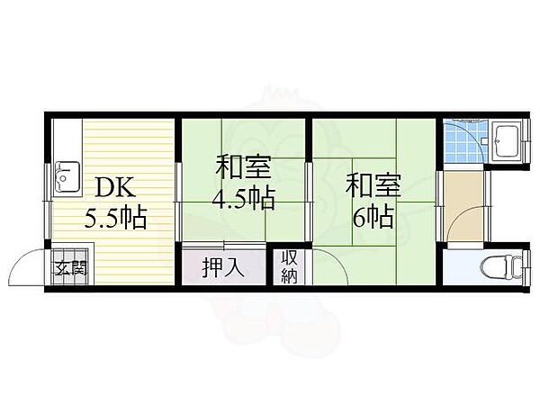 大阪府高槻市八幡町(賃貸アパート2DK・2階・36.00㎡)の写真 その2