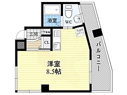 阪急京都本線 高槻市駅 バス8分 下田部団地口下車 徒歩3分の賃貸マンション 4階ワンルームの間取り