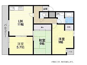 大阪府高槻市下田部町１丁目（賃貸マンション3LDK・3階・69.43㎡） その2